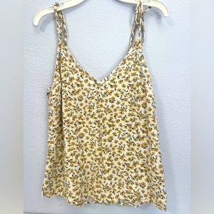 Abercrombie and Fitch Floral Tank Top Yellow Size Small